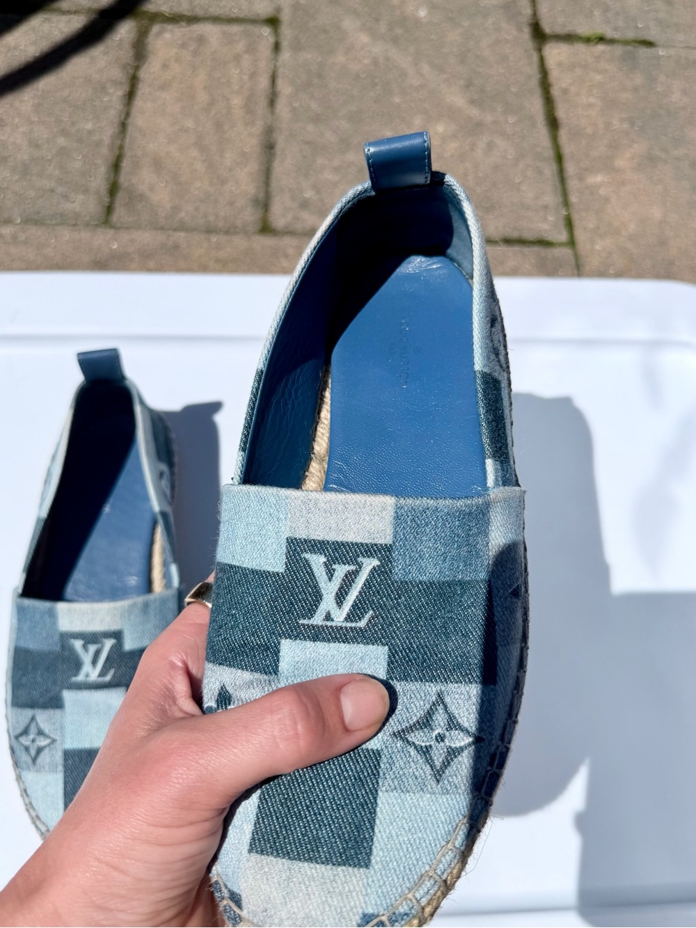 Louis Vuitton Patchwork Denim Espadrilles in Various Blues - Picture 6 of 8